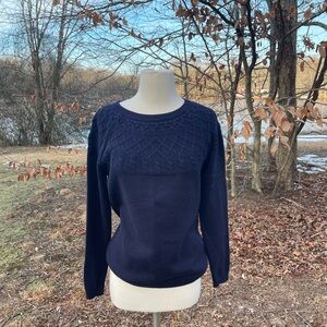Talbots Navy Textured Crew Neck Sweater
